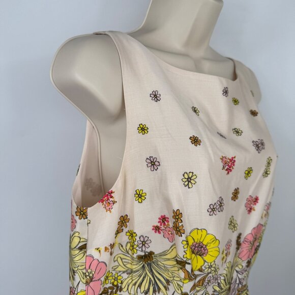Loft Outlet Spring Dress sleeveless fit and flare Cream Floral woman’s size 10 - Picture 7 of 12